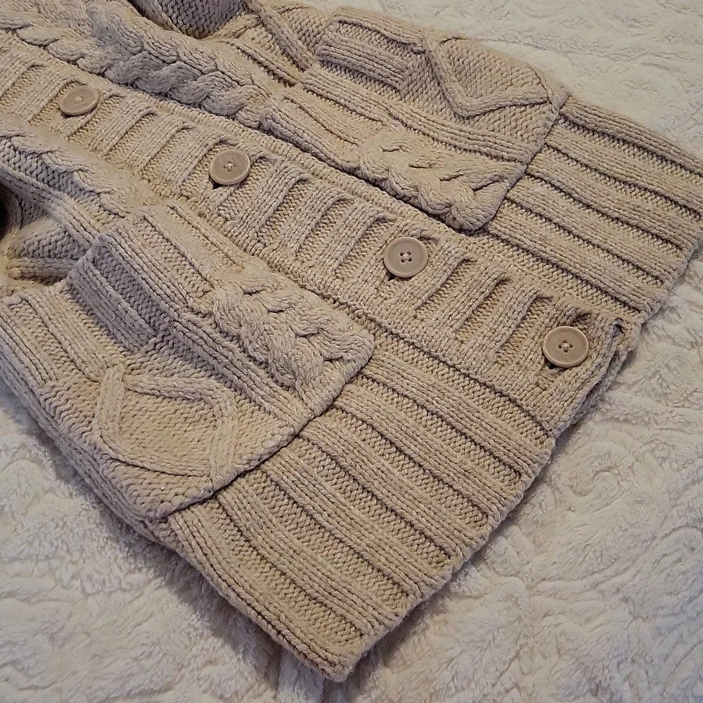 Ruff Hewn Beige Fireside Cuddle Up Cable Knit Cardigan - Picture 2 of 11